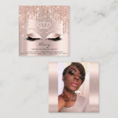 フォトメイクアップアーティスト睫毛眉毛バラ金ゴールド スクエア名刺 (正面/裏面)