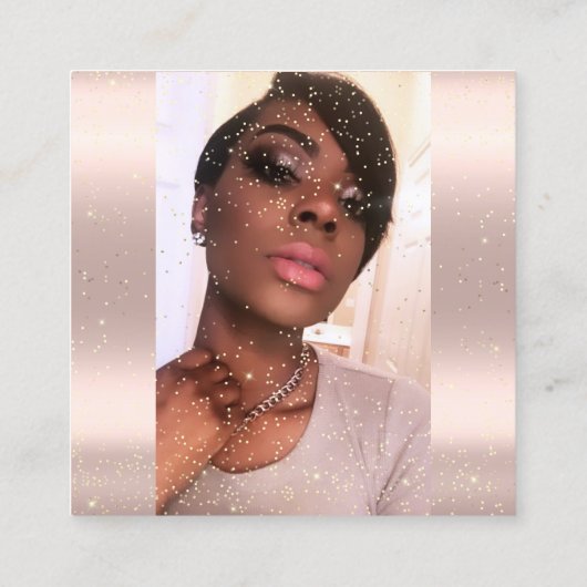 フォトメイクアップアーティスト睫毛眉毛バラ金ゴールド スクエア名刺 (裏面)