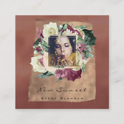 フォトメイクアップBloggイベントプランナーフローラブルゴーニュ スクエア名刺 (正面)