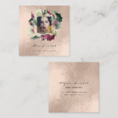 フォトメイクアップBloggイベントプランナーフローラ赤面バラ スクエア名刺 (正面/裏面)