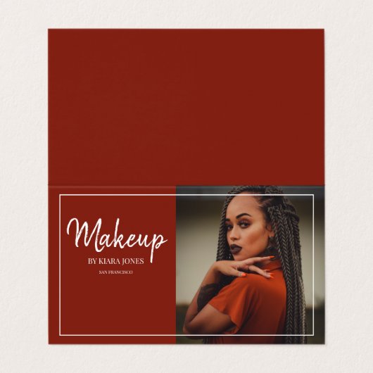 フォトメイクガーリーアップアーティストのホワイトスクリプトタイプ 名刺 (外部フラット)