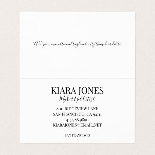 フォトメイクガーリーアップアーティストのホワイトスクリプトタイプ 名刺 (内部フラット)