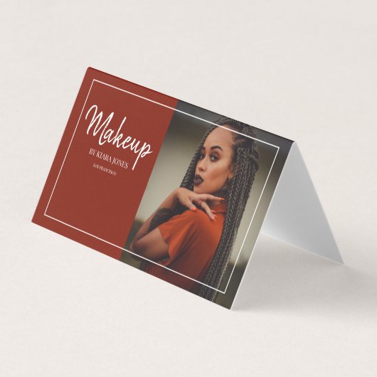 フォトメイクガーリーアップアーティストのホワイトスクリプトタイプ 名刺 (正面)