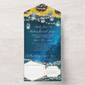 フォトメイソンジャールサンフラワーネイビーブルーイエロー&金ゴールド オールインワン招待状 (内側)