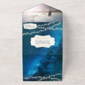 フォトメイソンジャールサンフラワーネイビーブルーイエロー&金ゴールド オールインワン招待状 (外側)