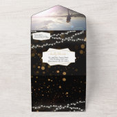 フォトメイソンジャールヒマワリアブラック&金ゴールドズ オールインワン招待状 (外側)