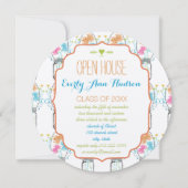 フォトメイソンジャールピンクコーラルアクアフローラ卒業 招待状 (正面)