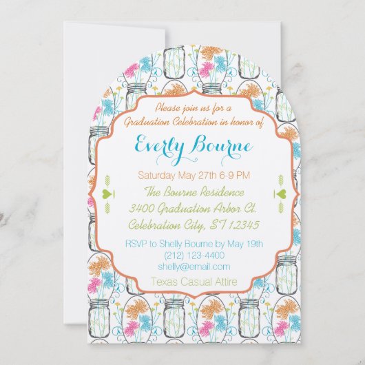 フォトメイソンジャールピンクコーラルアクアフローラ卒業 招待状 (正面)