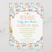 フォトメイソンジャールピンクコーラルアクアフローラ卒業 招待状 (正面/裏面)
