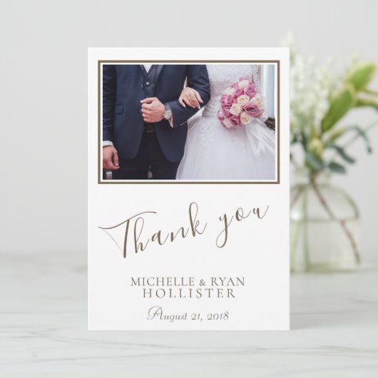 フォトメエレガントッセージありがとうご結婚ざいます サンキューカード (スタンド正面)