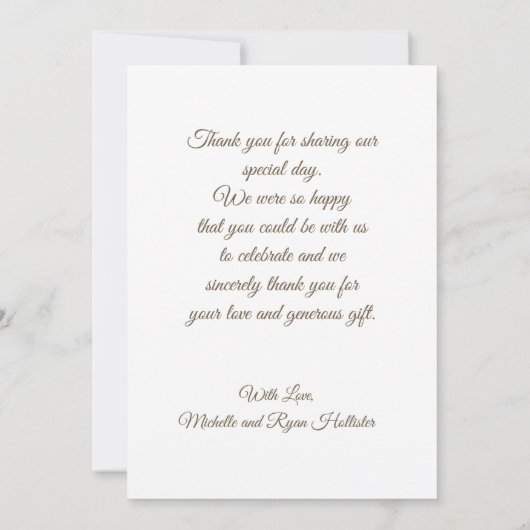 フォトメエレガントッセージありがとうご結婚ざいます サンキューカード (裏面)