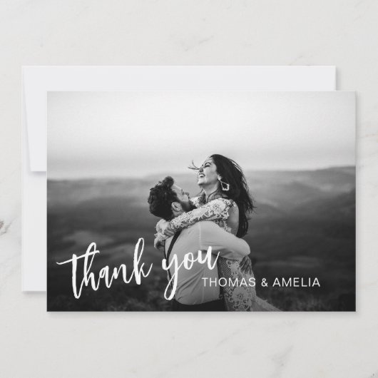 フォトメッセーカスタムジのスクリプ結婚トのサンキューカード サンキューカード (正面)