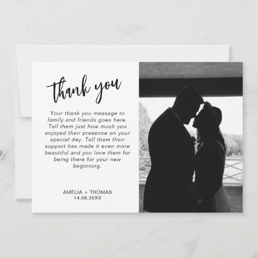 フォトメッセーカスタムジのスクリプ結婚トのサンキューカード サンキューカード (裏面)