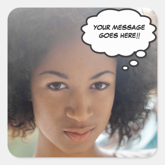 フォトメッセージおもしろいレトロ漫画ブックアーポップ・アートのト スクエアシール (正面)