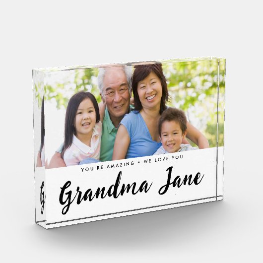 フォトメッセーパーソナライズされたジおばあちゃんの名前 フォトブロック (左)