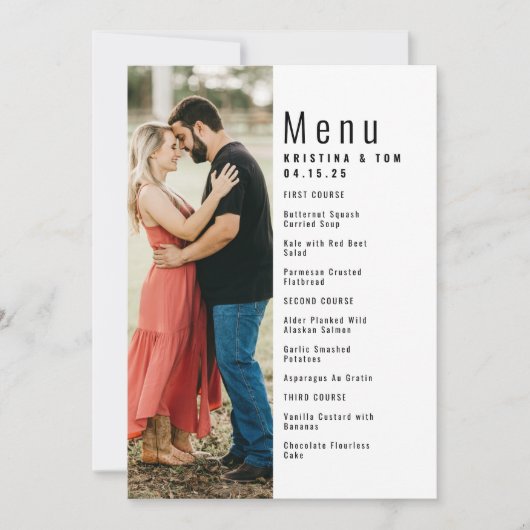 フォトメニューの印刷可能な結婚断片 案内状 (正面)