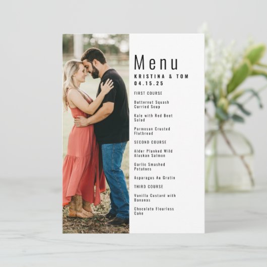 フォトメニューの印刷可能な結婚断片 案内状 (スタンド正面)