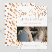 フォトメモダンタル金フェイク箔タイポグラフィ セーブザデート (正面/裏面)