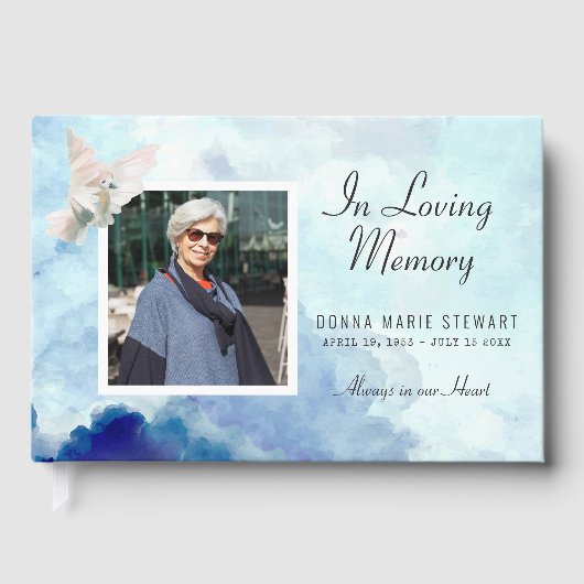 フォトメモリアルまたは葬式のゲストブック ゲストブック (正面)