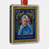 フォトメモリアルクリスマスキープサケオーナメントブルー メタルオーナメント (右)