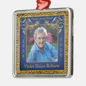 フォトメモリアルクリスマスキープサケオーナメントブルー メタルオーナメント (左)