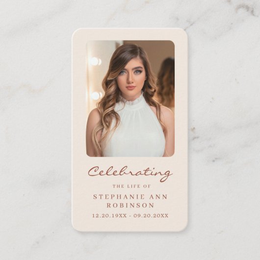 フォトメモリアルクリームテラコッタ祈りの言葉カード 名刺 (正面)