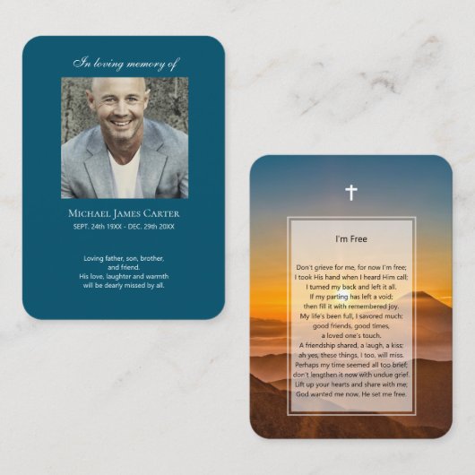 フォトメモリアルクロスカード付き無料祈りの言葉 名刺 (正面/裏面)