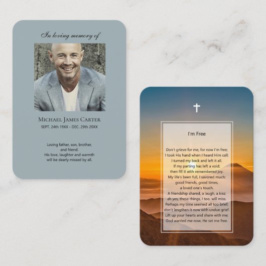 フォトメモリアルクロスカード付き無料祈りの言葉 名刺 (正面/裏面)