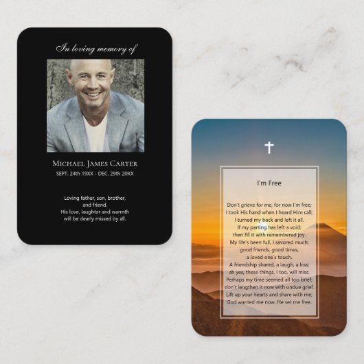 フォトメモリアルクロスカード付き無料祈りの言葉 名刺 (正面/裏面)