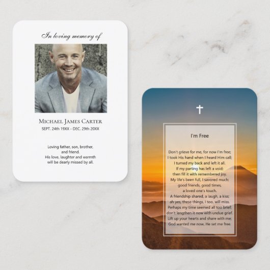 フォトメモリアルクロスカード付き無料祈りの言葉 名刺 (正面/裏面)