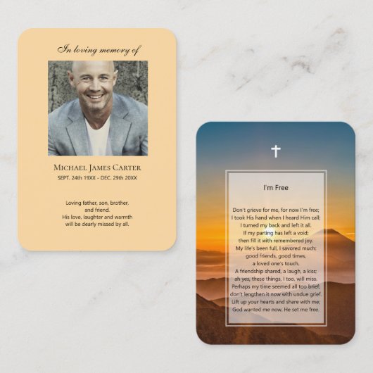 フォトメモリアルクロスカード付き無料祈りの言葉 名刺 (正面/裏面)