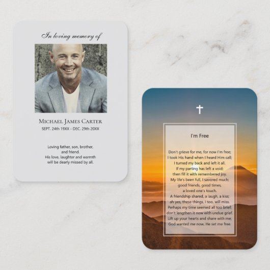 フォトメモリアルクロスカード付き無料祈りの言葉 名刺 (正面/裏面)