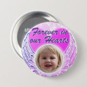 フォトメモリアルハートエンジェルウィングボタン 缶バッジ (正面&裏面)