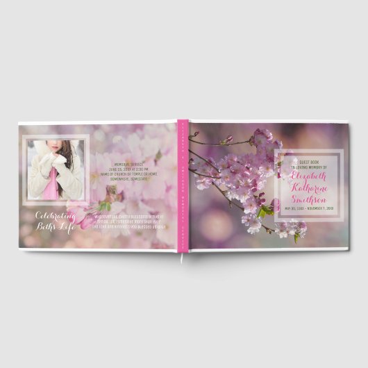 フォトメモリアルピンク色のさくらんぼの花を追加 ゲストブック (全面)