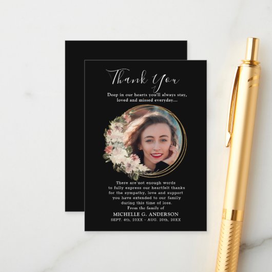 フォトメモリアルフローラゴールデンリースサンキューカード エンクロージャーカード (正面/裏面インサイチュ)