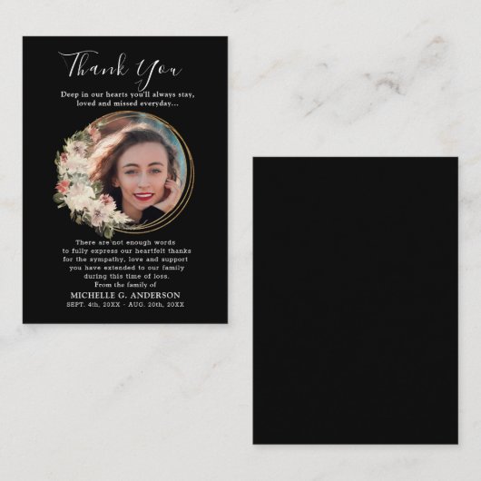 フォトメモリアルフローラゴールデンリースサンキューカード エンクロージャーカード (正面/裏面)