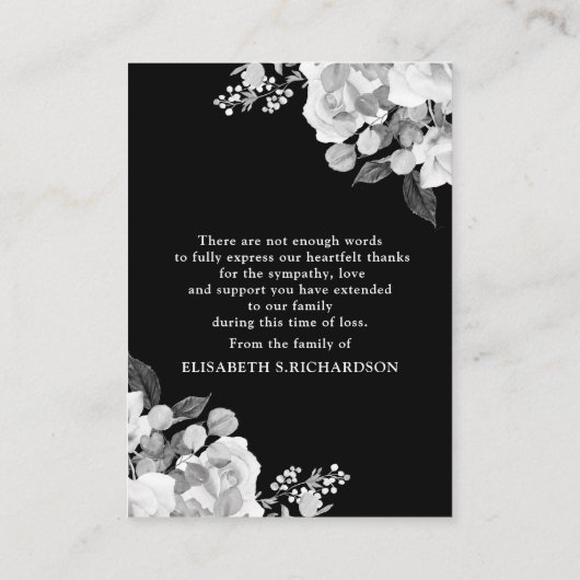 フォトメモリアルフローラ白黒サンキューカード エンクロージャーカード (裏面)