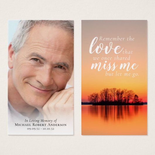 フォトメモリアル引用文サンセット祈りの言葉カード (正面&裏面)