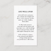 フォトメモリアル悔やみや弔慰祈りの言葉 コーリングカード (裏面)