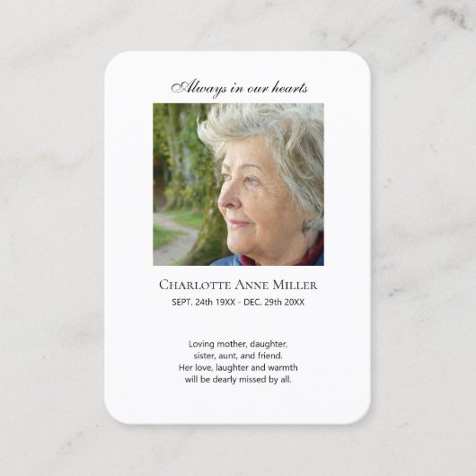 フォトメモリアル海祈りの言葉カード 名刺 (正面)