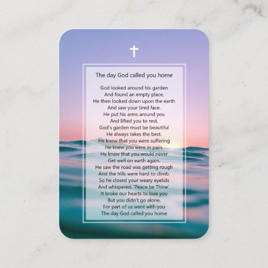 フォトメモリアル海祈りの言葉カード 名刺 (裏面)