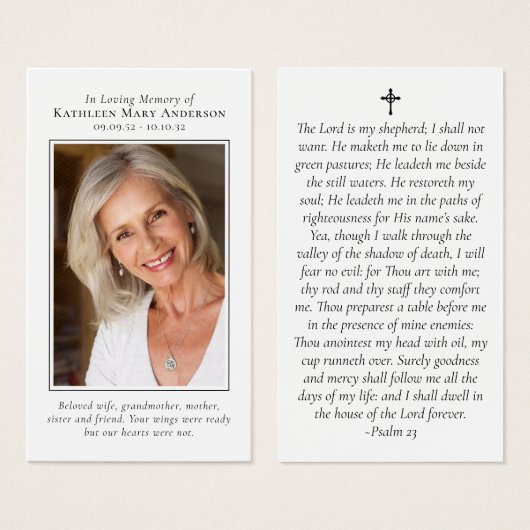 フォトメモリアル祈りの言葉カード (正面&裏面)