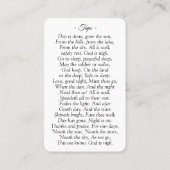 フォトメモリアル祈りの言葉カード |愛国的軍隊 名刺 (裏面)