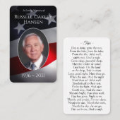 フォトメモリアル祈りの言葉カード |愛国的軍隊 名刺 (正面/裏面)