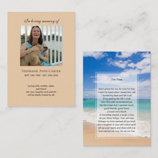 フォトメモリアル私はフリー祈りの言葉カード2 名刺 (正面/裏面)