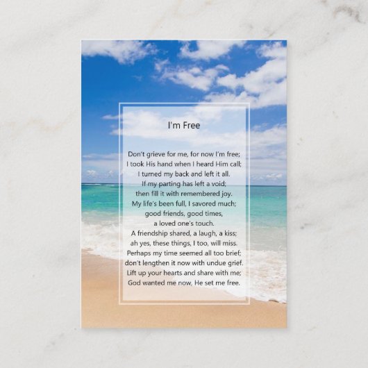フォトメモリアル私はフリー祈りの言葉カード2 名刺 (裏面)