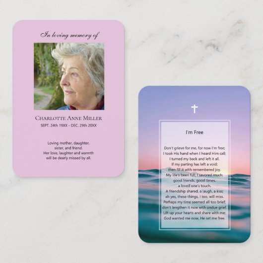 フォトメモリアル私はフリー祈りの言葉カード 名刺 (正面/裏面)