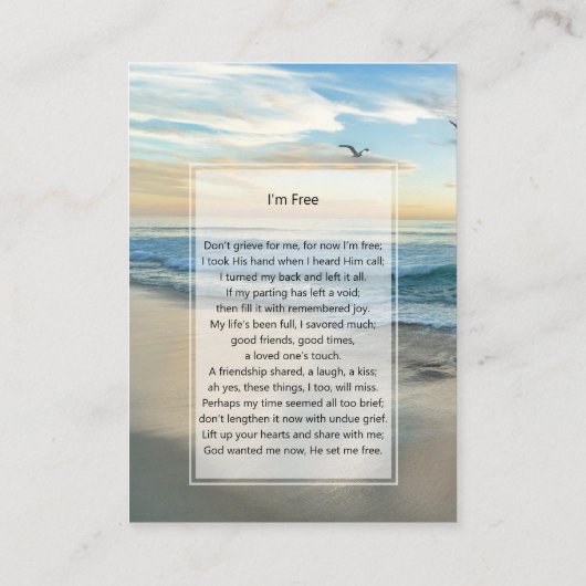 フォトメモリアル私はフリー祈りの言葉カード 名刺 (裏面)