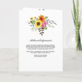 フォトメモリアル葬儀お祝いプログラム プログラム (裏面)