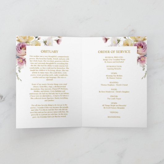 フォトメモリアル葬儀お祝いプログラム プログラム (内部)